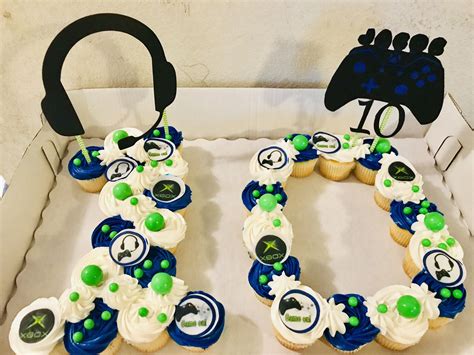 Gamer Cupcake Cake Xbox 10 Birthday Cake 10th Birthday Cakes For