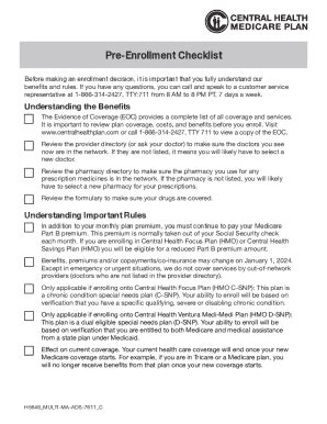 Fillable Online Pre Enrollment Checklist Before Making An Fax Email