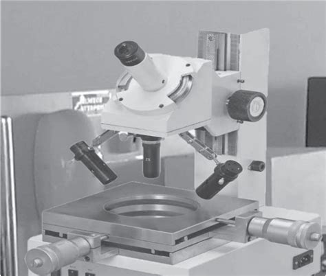 Tool makers microscope used to study the tool wear. | Download ...