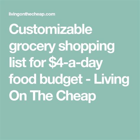 Customizable grocery shopping list for $4-a-day food budget - Living On ...