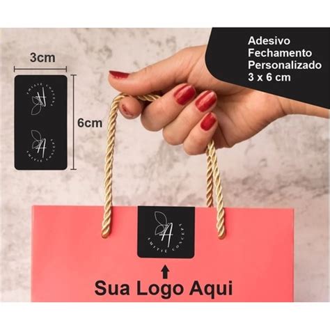 150 Adesivos Fecha Sacola Lacre Personalizado Loja 6x3 Cm Shopee Brasil