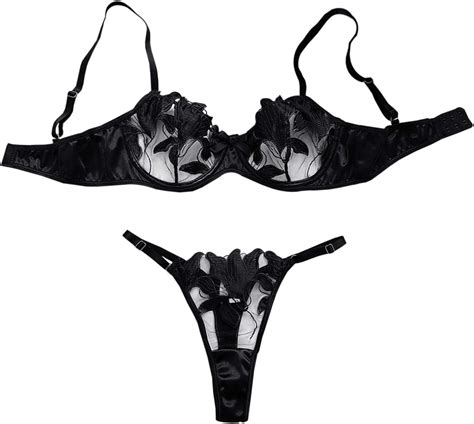 Elegant Floral Embroidery Lingerie Set For Women Sexy Bra And Panty Combo Plus Size Lingerie