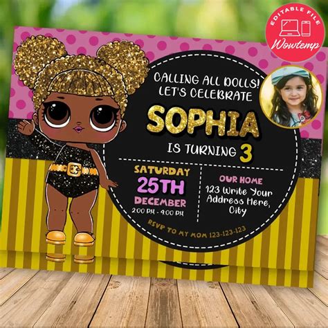 Editable Lol Surprise Dolls Invitation With Photo Diy Wowtemp