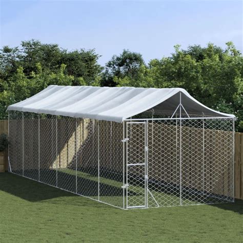 Chenil d extérieur pour chiens avec toit argenté 3x9x2 5 m vidaXL