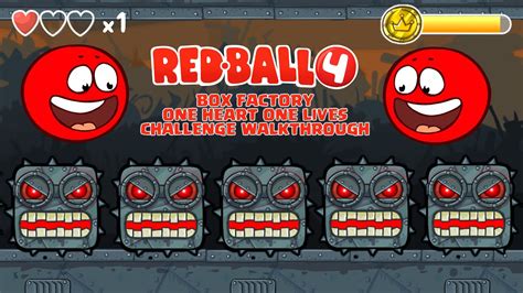 Red Ball Box Factory One Heart One Lives Challenge Walkthrough