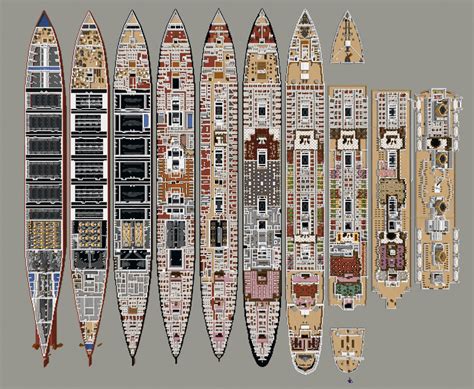 I recently posted a cross section of my Titanic, here are the decks layed out side by side ...