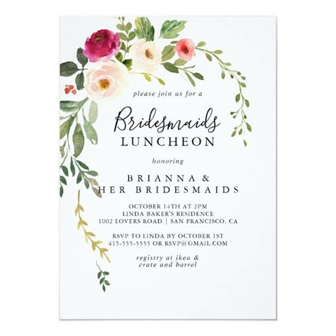 Greenery Pink Blush Bridesmaids Luncheon Shower Invitation Zazzle