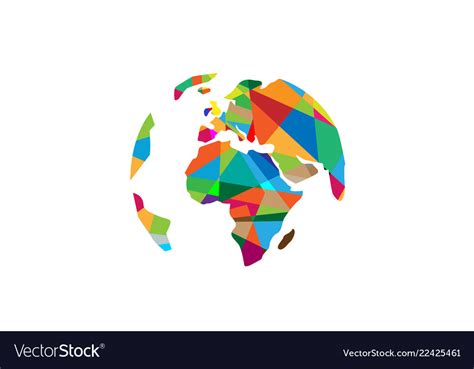 Creative colorful continents world polygons logo Vector Image