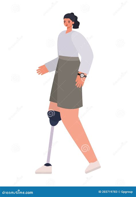 Woman With Prosthetic Leg And Black Hair Stock Vector Illustration Of Fashion Beautiful