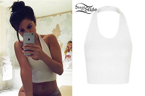 Selena Gomez White Ribbed Halter Steal Her Style