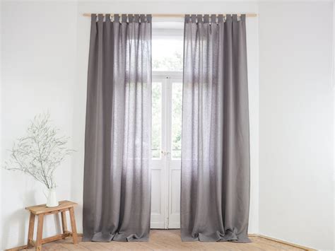 Gray Tab Top Window Curtain Panel Made of MEDIUM LINEN 160 - Etsy