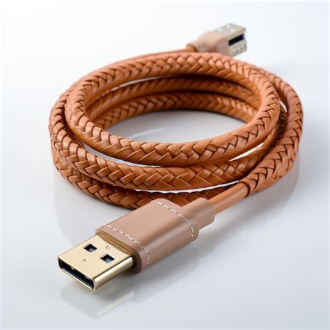 Braided Usbc Cable Rolled 2 With Isolated White Background Premium Ai Generated Image