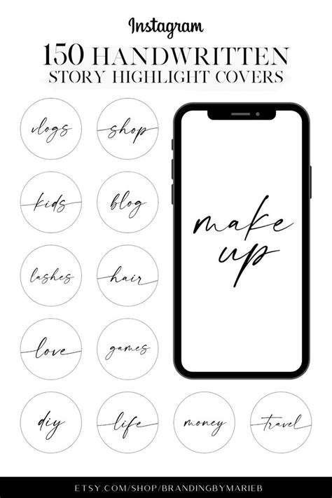 150 Handwritten Instagram Story Highlight Icons Text Etsy Instagram