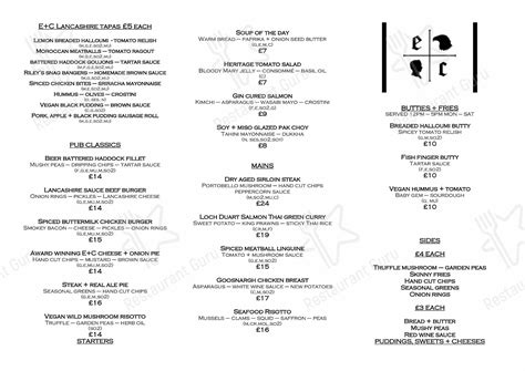 Menu At Eagle And Child Inn Pub And Bar Ramsbottom 3 Whalley Rd