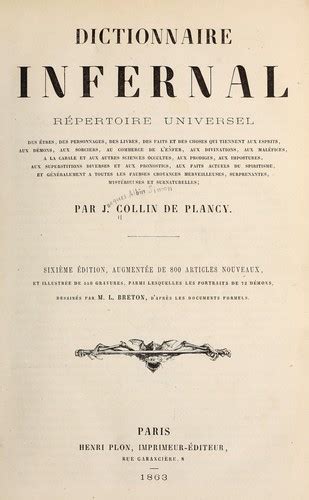 Dictionnaire Infernal By J A S Collin De Plancy Open Library