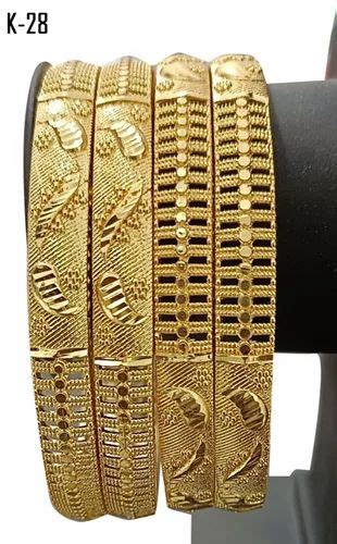 Golden Party Wear K Gold Plated Brass Bangle At Rs Set In Rajkot