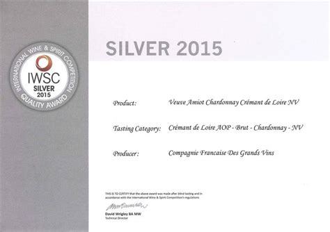 International Wine Spirit Comp Tition Silver Veuve Amiot