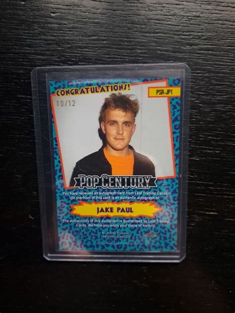 Jake Paul Leaf Pop Century Pro Set Raps Silver Wave Autograph D