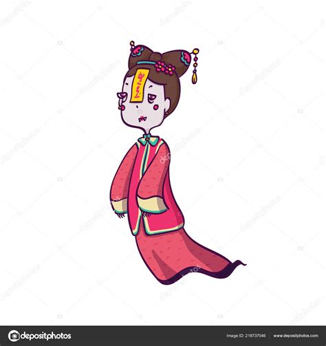 Vector Illustration Jiangshi Chinese Vampire Ghost Halloween White