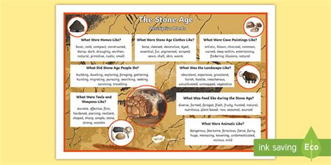 Ks The Stone Age Descriptive Word Mat Teacher Made