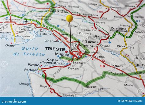 Trieste Pinned On A Map Of Italy Stock Photo | CartoonDealer.com #105744432