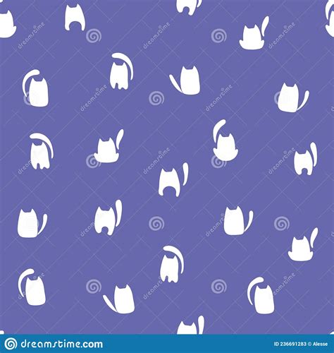 Abstract Cats Seamless Vetor Pattern Cats Doodle Pattern Stock Vector