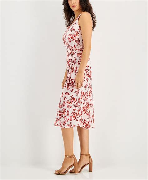 Inc International Concepts Womens Floral Print Belted Midi Dress