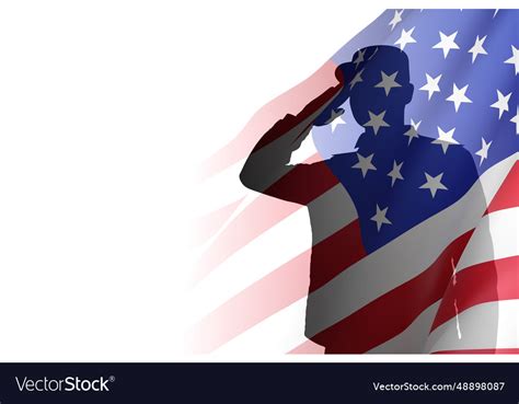 Silhouette of soldier with usa flag Royalty Free Vector