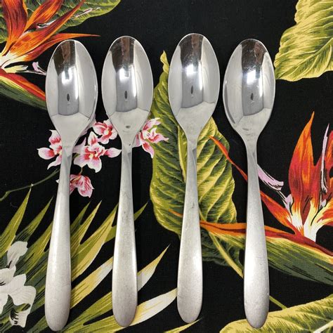 Set Of 4 Oneida Mooncrest Stainless Flatware Soup Spoons EBay