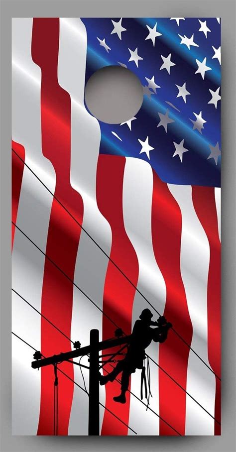 Buy Lets Print Big Lineman On Waving American Flag Corn Hole Board