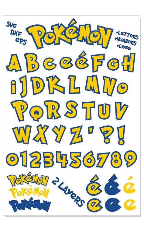 Pokemon Font Svg Vector Pokemon Alphabet Letters Numbers