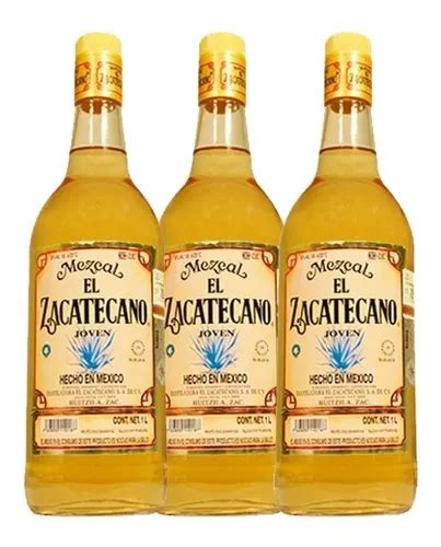 Pack De 3 Piezas De Mezcal El Zacatecano Joven 1000 Ml Envío gratis