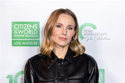 Kristen Bell Hits Nonprofit Gala In Leather Jumpsuit And Fuzzy Shoes