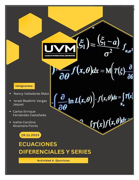 ACTIVIDAD 4 ECUACIONES DIFERENCIALES Y SERIES Ecuaciones