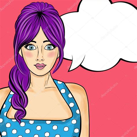 Pop Art Woman Comic Woman With Speech Bubble Stock Vector Image By