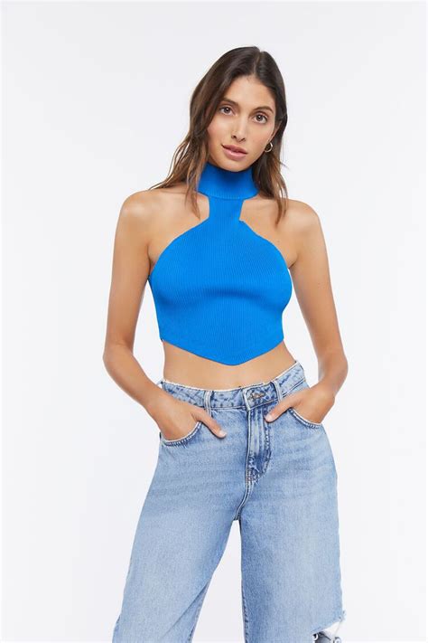 Sweater Knit Mock Neck Crop Top