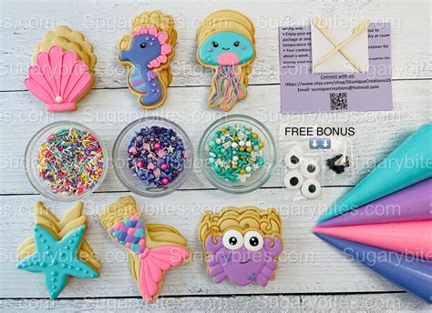 Mermaid Cookie Decorating Kit, INCLUDES 26 ITEMS large Cookies With 4 ...