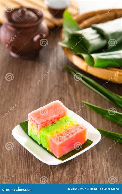 Kuih Lapis Ubi With Rainbow Color Traditional Malaysian Nyonya Sweet