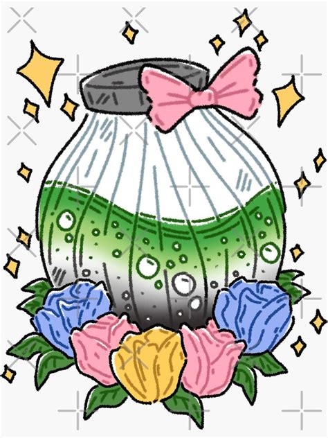 Aromantic Pride Potion With Tulips Sticker For Sale By Salemwaslost