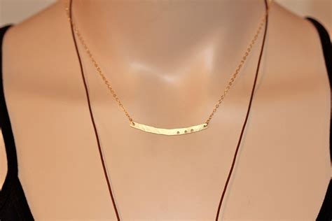 Gold Bar Necklace Bar Necklace Simple Minimalist A 14k Etsy