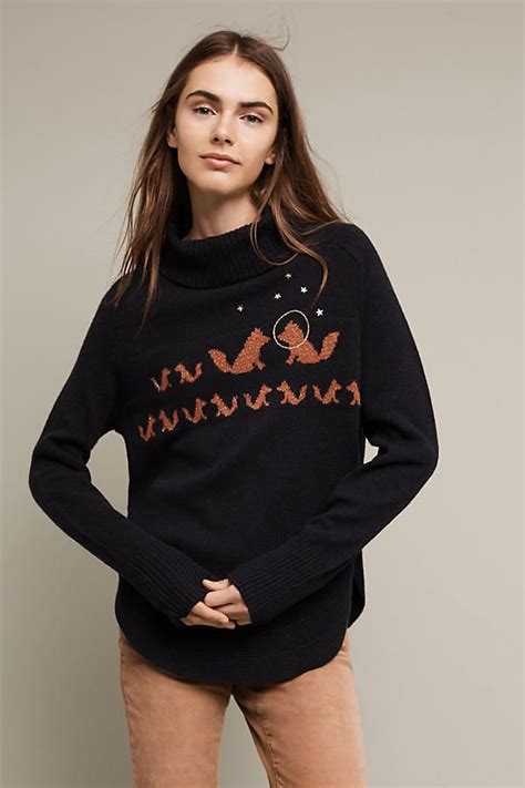 Nwt Anthropologie Fanciful Fox Pullover Sweater Moth Xs Oversized