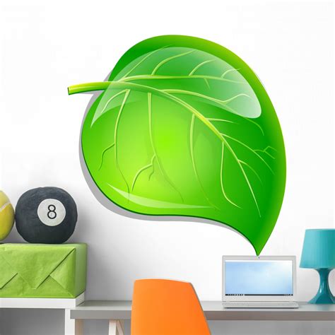 Green Leaf Wall Mural By Wallmonkeys Peel And Stick Graphic 36 In H X