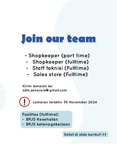 Lowongan Kerja Shopkeeper Part Time Shopkeeper Full Time Staff