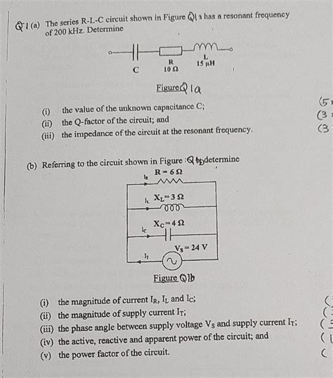 Solved Q1 A The Series R L C Circuit Shown In Figure Qa Chegg