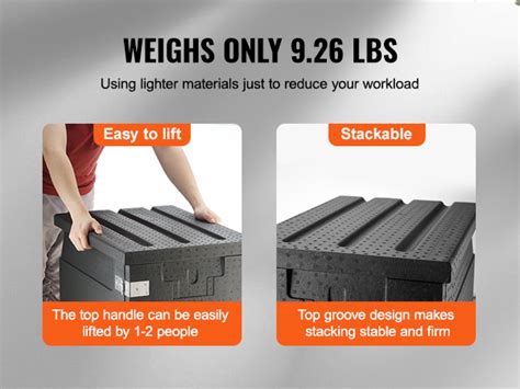 Vevor Insulated Food Pan Carrier Qt Hot Box For Catering Lldpe Food Box Carrier With Double