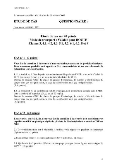 ETUDE DE CAS QUESTIONNAIRE Etude De Cas Sur 40 Cifmd