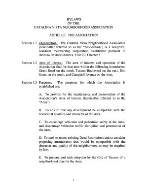 Fillable Online Ammended Bylaws Catalina Vista Neighborhood