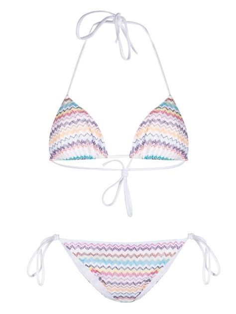 Missoni Zig Zag Triangle Bikini In White Modesens