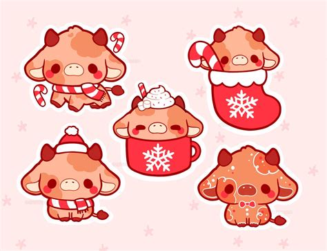 ♥Holiday Cow Sticker set ♥ ♥ This Holiday Cow sticker Set is ...