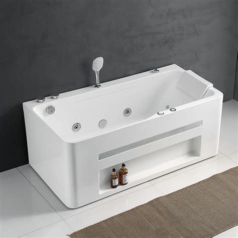 67 Modern Acrylic Rectangular Whirlpool Water Massage Bathtub Chromatherapy Led Homary